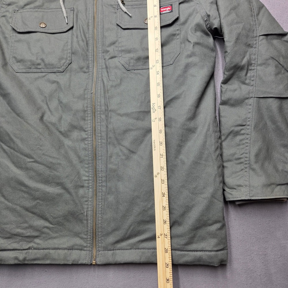 Wrangler Workwear Mens Hooded Canvas Jacket Olive Green Quilted Lined Medium - Picture 5 of 12